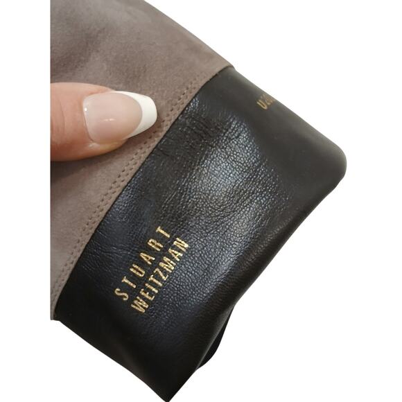 Stuart Weitzman Shearling Parka Over Knee Boots Sz 8 M Taupe Suede Leather 50/50 - Picture 10 of 14